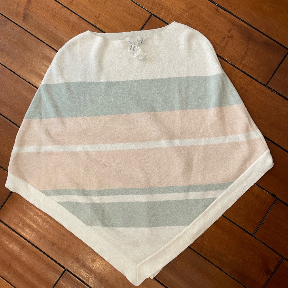 Barefoot Dreams White and Pastel Poncho